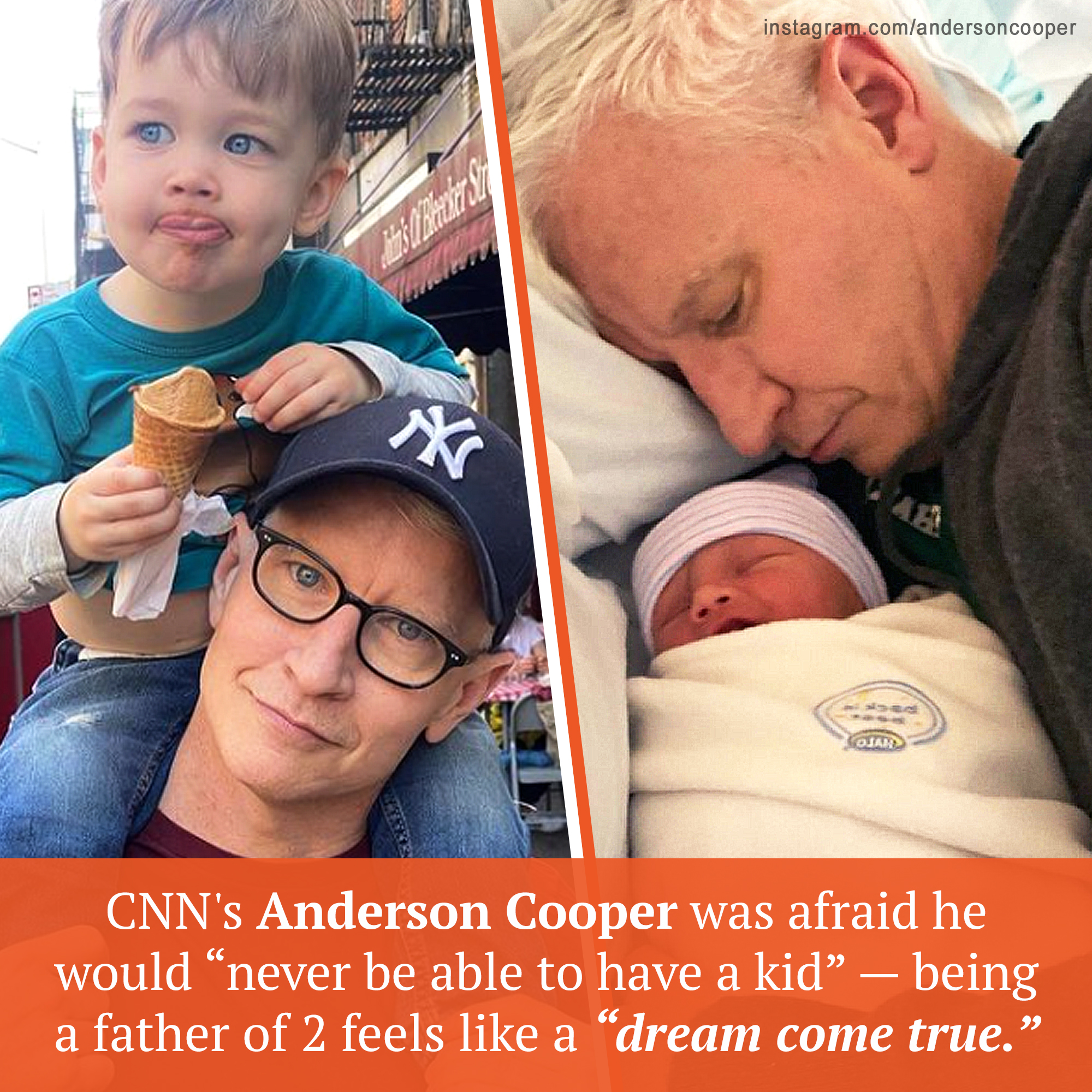 Growing up as a gay child, CNN anchor Anderson Cooper thought he would never be able to have his own children.