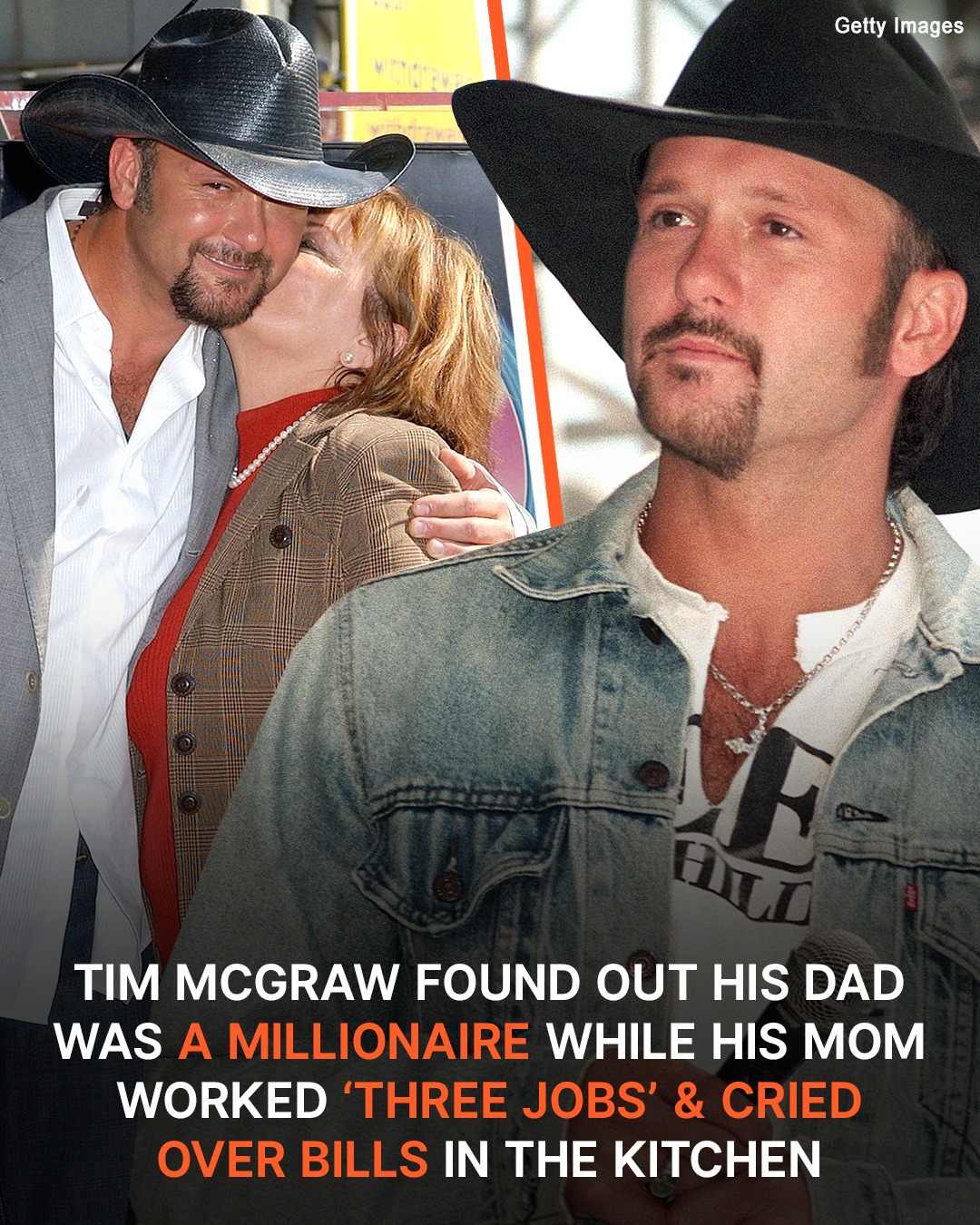 Tim McGraw grew up in “poor circumstances.” At 11, he stumbled upon his birth certificate and discovered his dad was a millionaire while his mom worked “three jobs” and cried in the kitchen over bills.