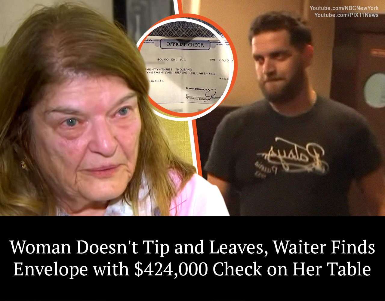 Woman Doesn’t Tip and Leaves, Waiter Finds Envelope with $424,000 Check on Her Table
