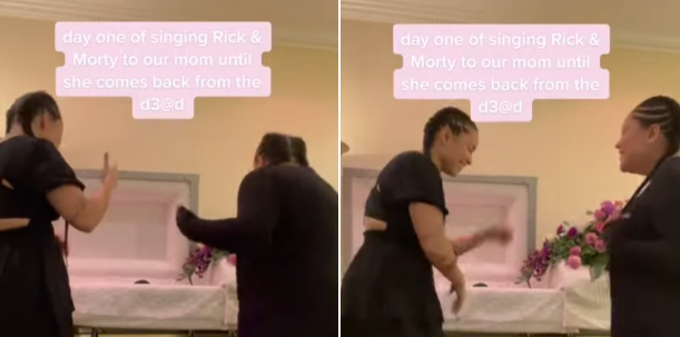 Sisters Crack Up While Filming Trendy Dance At Mom’s Funeral Right In Front Of Her Casket