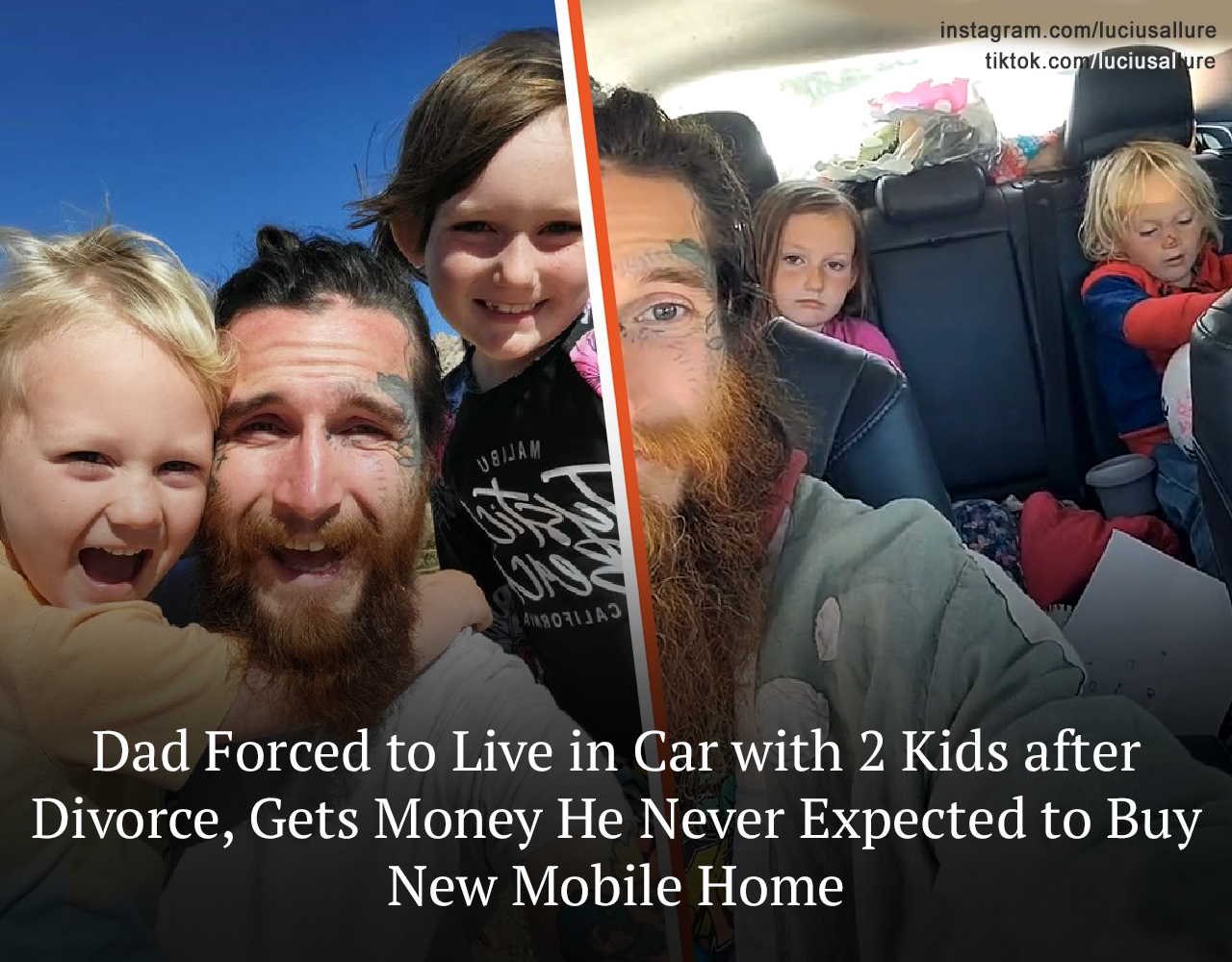 Dad Forced to Live in Car with 2 Kids after Divorce, Gets Money He Never Expected to Buy New Mobile Home