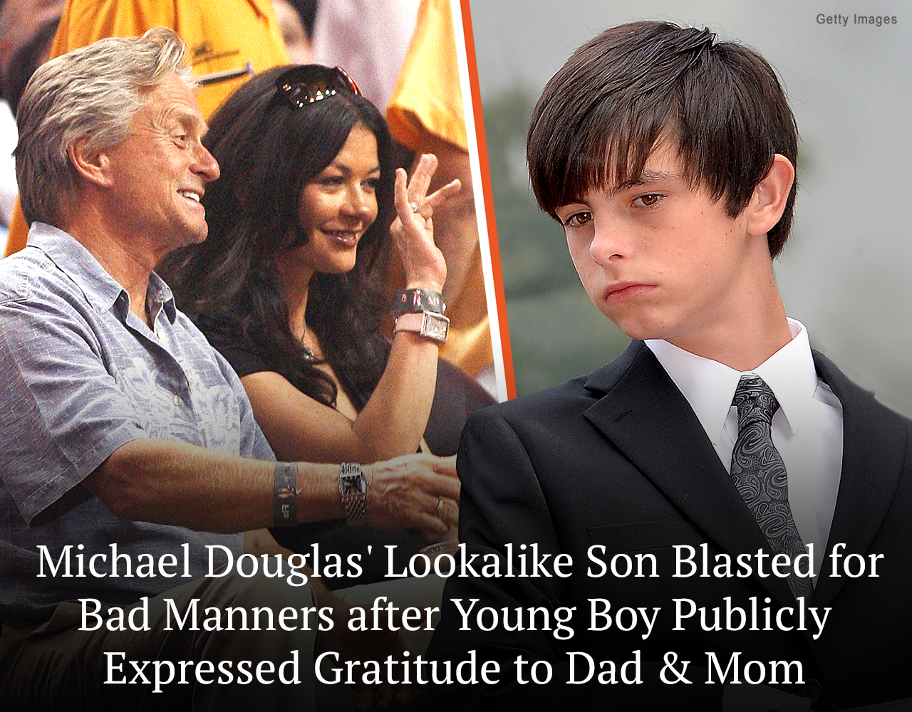 Michael Douglas, 78, and Catherine Zeta-Jones, 53, publicily appeared with their young son. The boy, who looks just like dad, had touching words for his parents. It was definitely unplanned as Michael and Catherine’s faces filled with emotion.